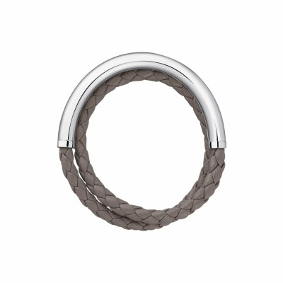 Bracelet Christofle Duo Complice en cuir gris anthracite