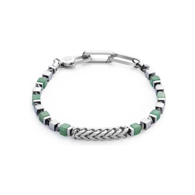 Bracelet Coeur de Lion Precious Cubes & Chain en acier, aventurine et hématite