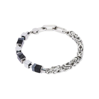 Bracelet Coeur de Lion Fusion Snake Chain en acier, onyx et hématite