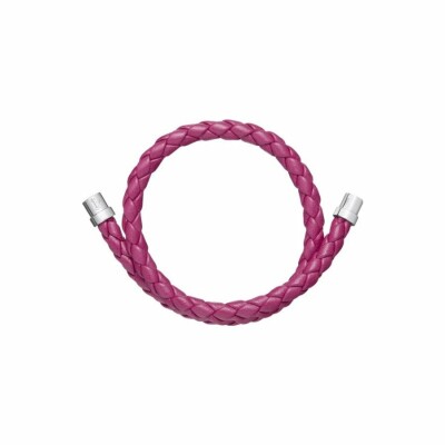 Cuir pour bracelet Christofle Duo Complice en argent et cuir fushia, taille 1