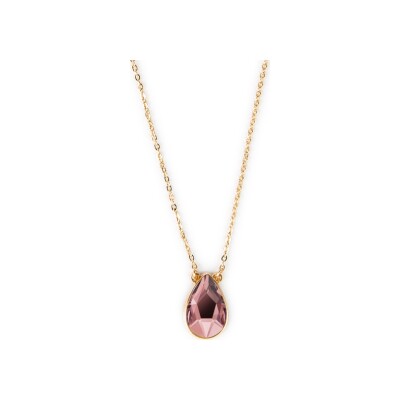 Collier Les Interchangeables Goutte GM en métal doré rose et cristal