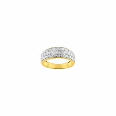 Bague en or jaune et oxydes de zirconium