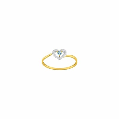 Bague en or blanc, or jaune et topaze bleue