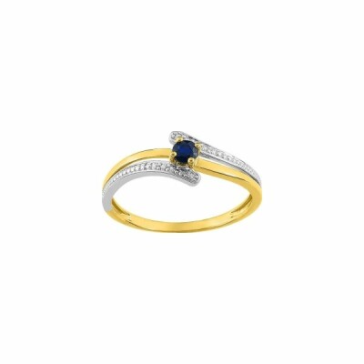 Bague en or jaune, or blanc et saphir noir