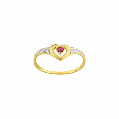 Bague en or jaune, or blanc et rubis