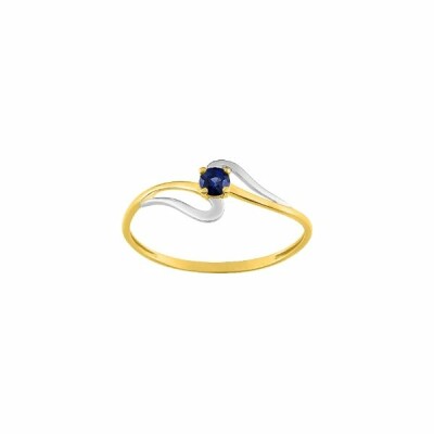 Bague en or jaune, or blanc et saphir