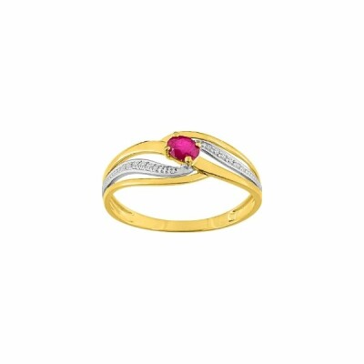 Bague en or jaune, or blanc et rubis