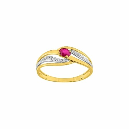 Bague en or jaune, or blanc et rubis