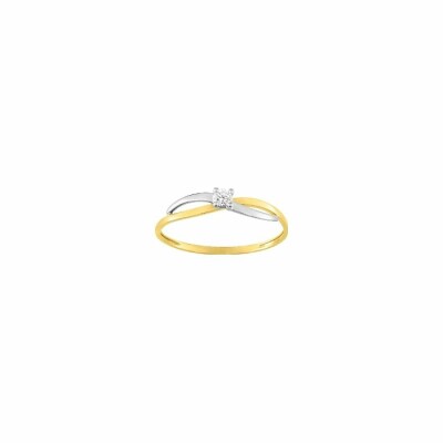 Bague en or jaune, or blanc et oxydes de zirconium