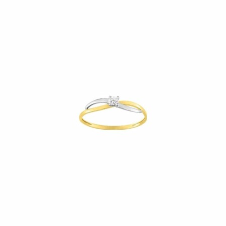 Bague en or jaune, or blanc et oxydes de zirconium