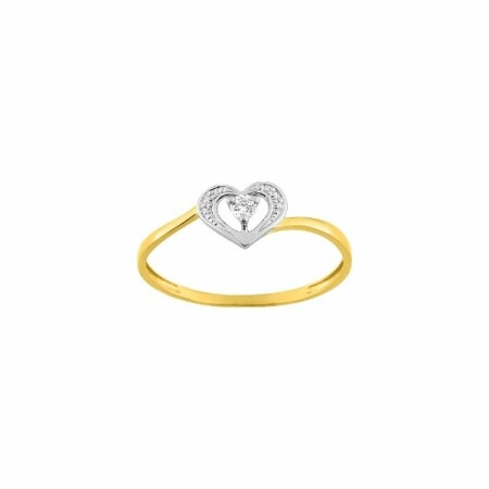 Bague en or jaune, or blanc et oxyde de zirconium