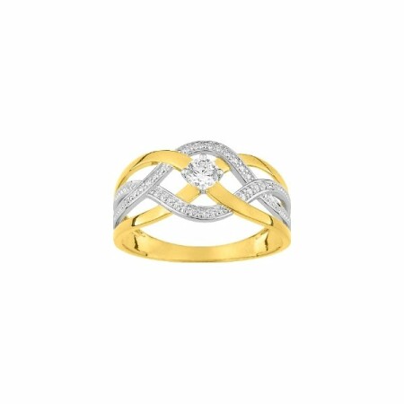 Bague en or jaune, or blanc et oxyde de zirconium