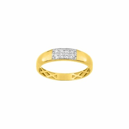 Bague en or jaune, or blanc et oxydes de zirconium