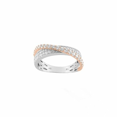 Bague en or blanc, or rose et oxydes de zirconium