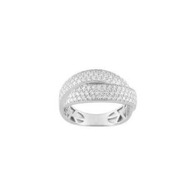 Bague en or blanc et oxydes de zirconium