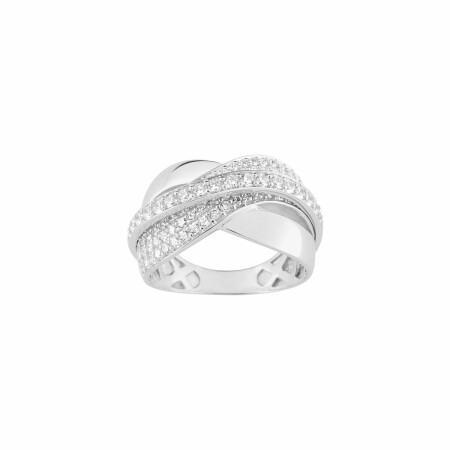 Bague en or blanc et oxydes de zirconium