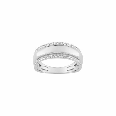 Bague en or blanc et oxydes de zirconium