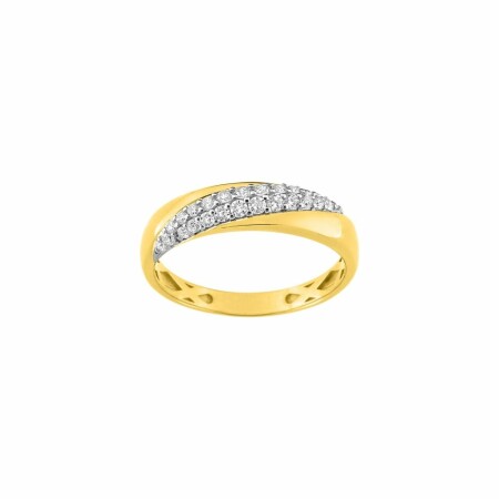 Bague en or jaune, or blanc et oxydes de zirconium