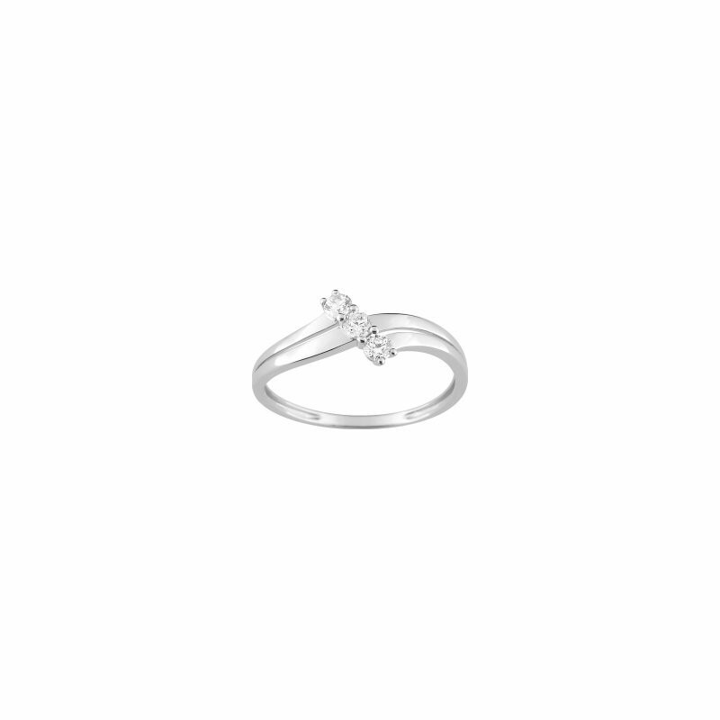 Bague en or blanc et oxydes de zirconium