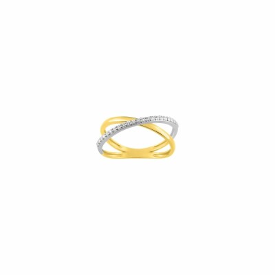 Bague en or jaune, or blanc et oxydes de zirconium