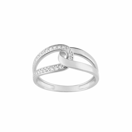 Bague en or blanc et oxydes de zirconium