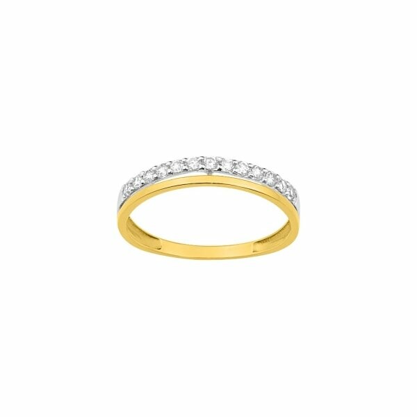 Bague en or jaune, or blanc et oxydes de zirconium