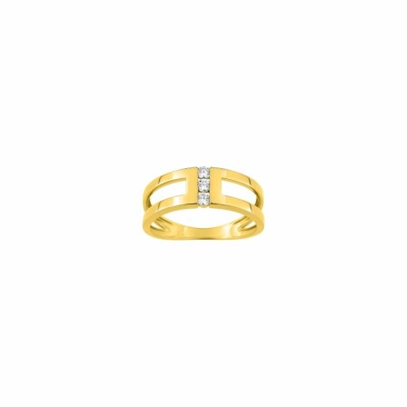 Bague en or jaune et oxydes de zirconium