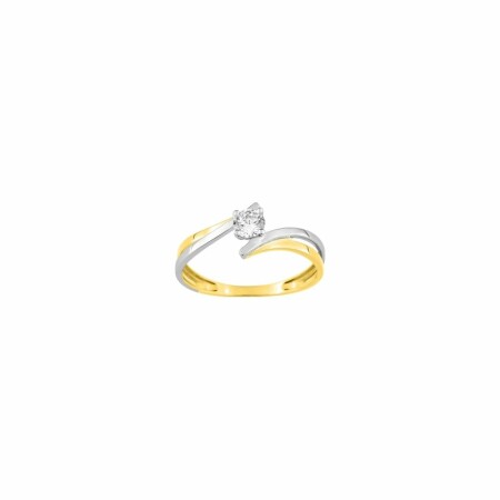 Bague en or jaune, or blanc et oxydes de zirconium