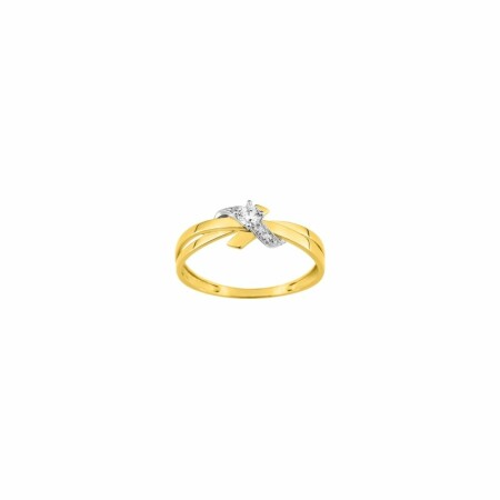 Bague en or jaune, or blanc et oxydes de zirconium