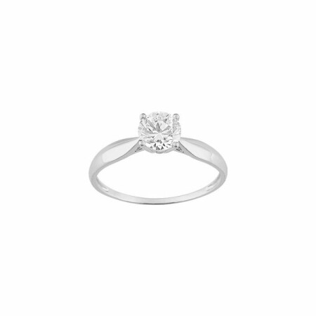 Solitaire en or blanc et oxydes de zirconium