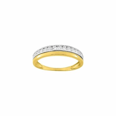 Bague en or jaune, or blanc et oxydes de zirconium