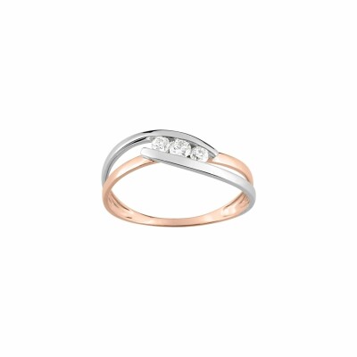 Bague en or blanc, or rose et oxydes de zirconium