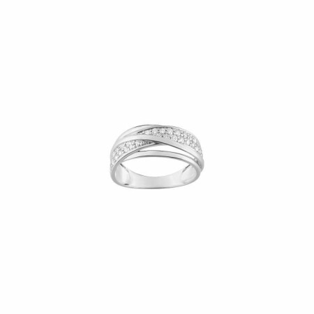 Bague en or blanc et oxydes de zirconium