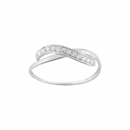 Bague en or blanc et oxydes de zirconium