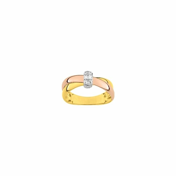 Bague en or rose, or jaune, or blanc et diamants