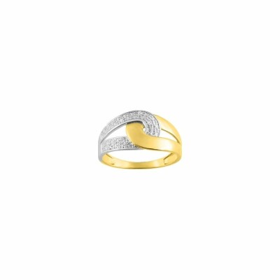 Bague en or jaune, rhodium et diamants