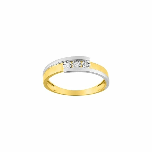 Bague en or blanc, or jaune et diamants de 0.045ct