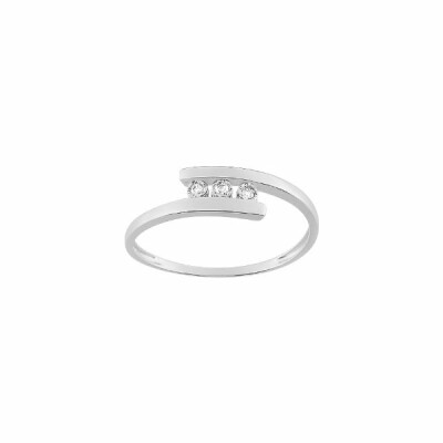 Bague trilogie en or blanc et diamants de 0.03ct