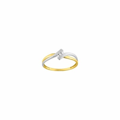 Bague en or jaune, rhodium et diamants