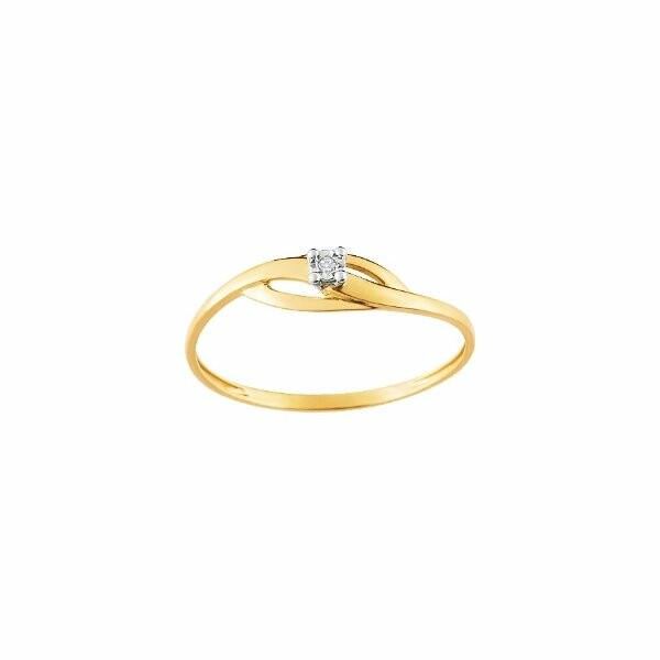 Bague en or jaune, or blanc et diamant de 0.006ct