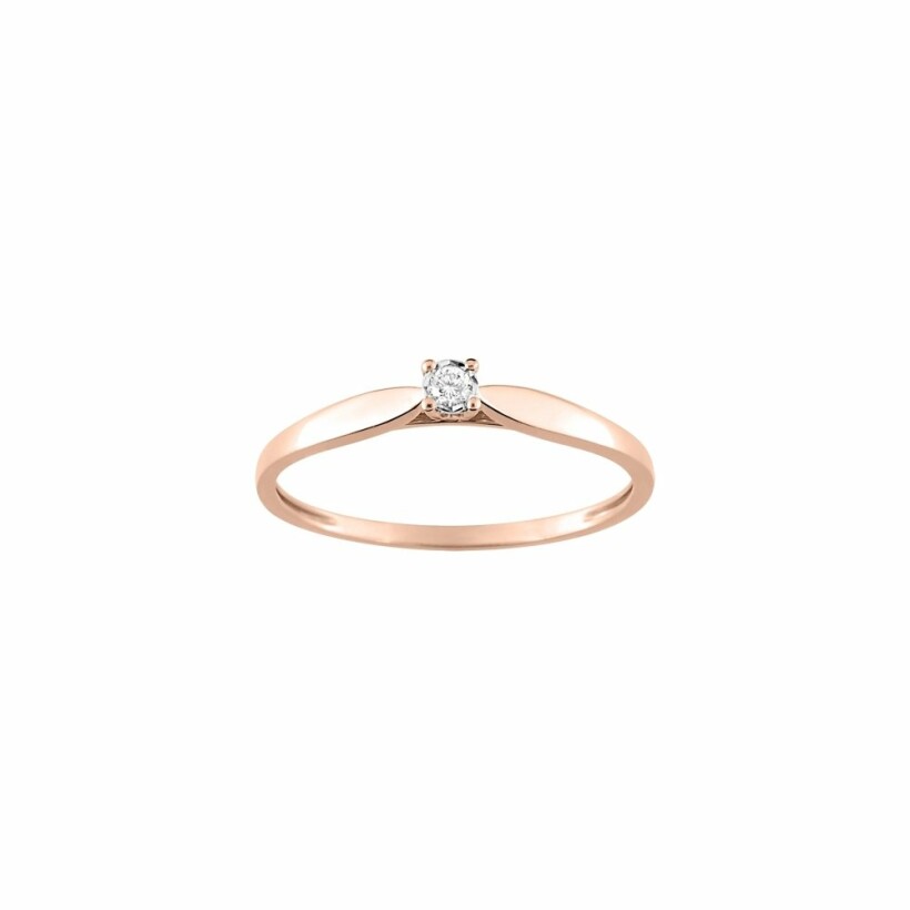 Solitaire en or rose et oxyde de zirconium