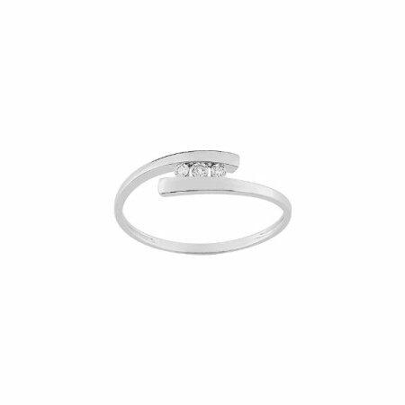 Bague trilogie en or blanc et diamants de 0.014ct