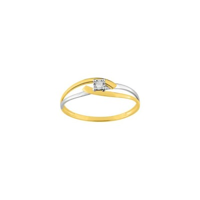 Bague en or jaune rhodié et diamant