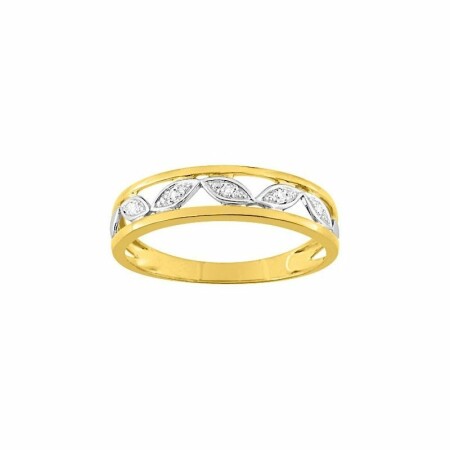 Bague en or jaune, or blanc et diamants