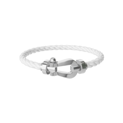 FRED Force 10 bracelet, large size, white gold buckle, white corderie cable