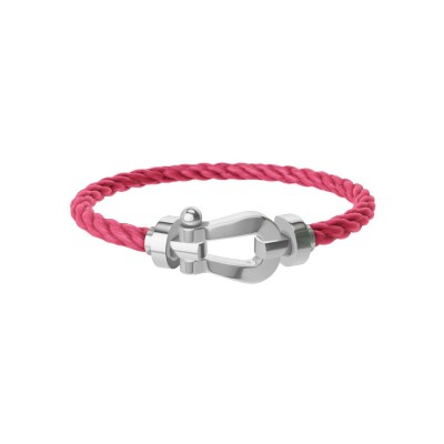 FRED Force 10 bracelet, large size, white gold buckle, rosewood corderie cable