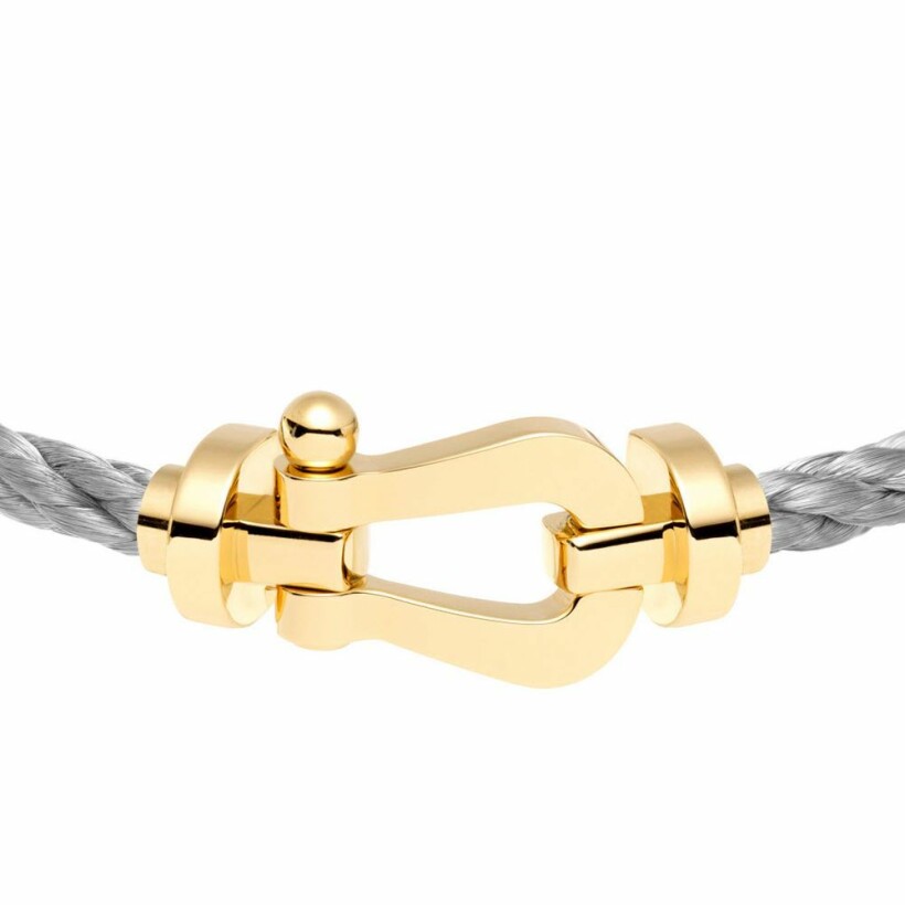 Bracelet FRED Force 10 grand modèle manille en or jaune et câble en acier 