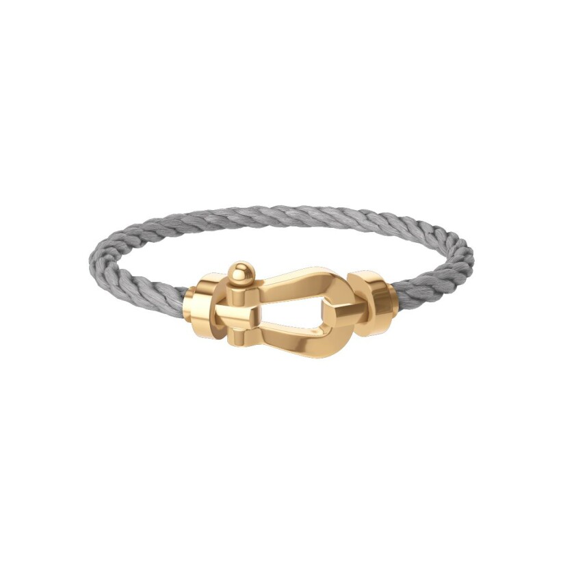 Bracelet FRED Force 10 Grand Modèle en or jaune, câble en acier