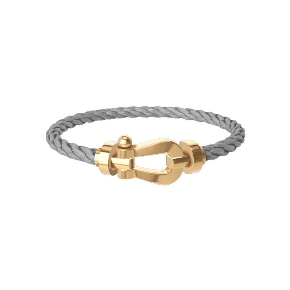 FRED Force 10 bracelet, large size, yellow gold buckle, steel cable