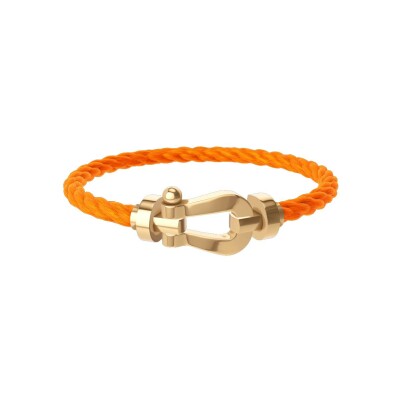 FRED Force 10 bracelet, large size, yellow gold buckle, neon orange corderie cable